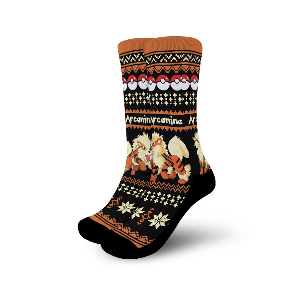 Arcanine Socks Anime Ugly Christmas