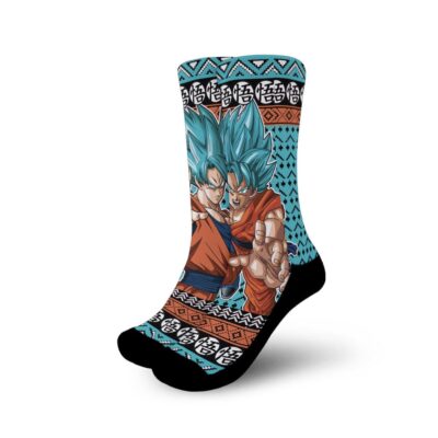 Goku Blue Socks Anime Ugly Christmas