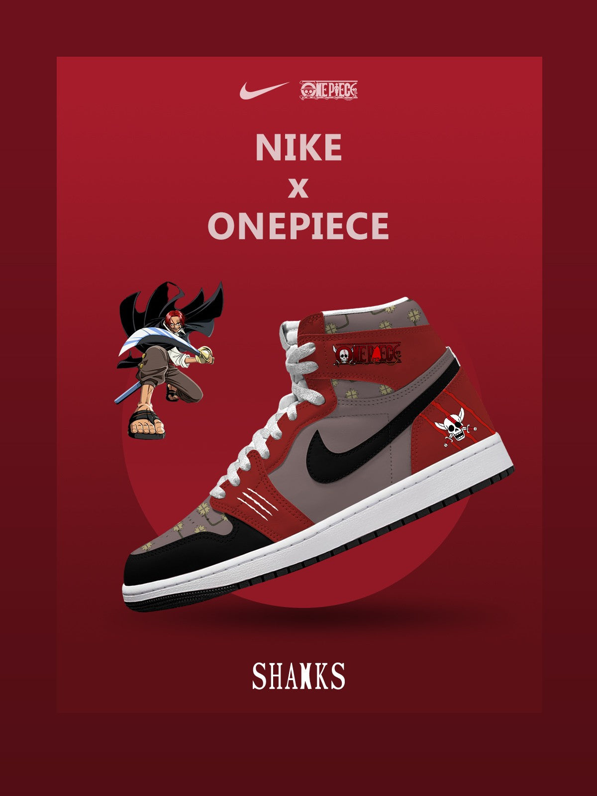 Red-Haired Shanks V.3 Custom AJ1 High-Top Sneakers