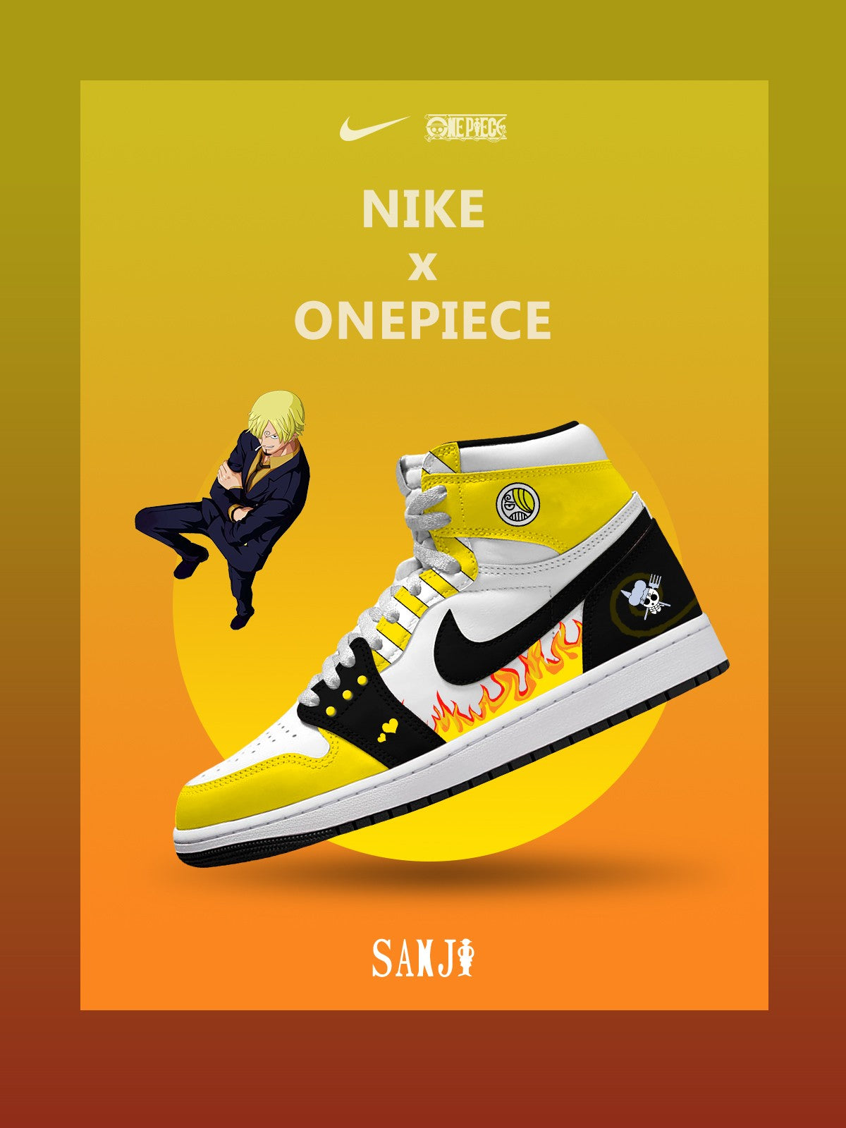 Black Leg Sanji V.3 Custom AJ1 High-Top Sneakers
