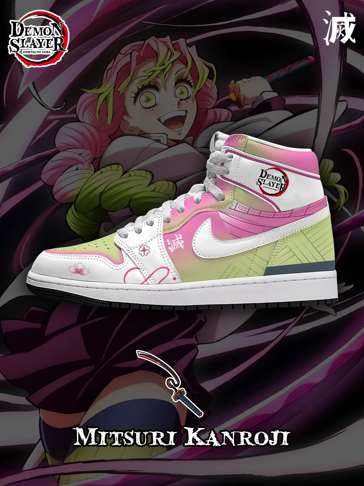 Mitsuri Kanroji V.1 Custom AJ1 High-Top Sneakers