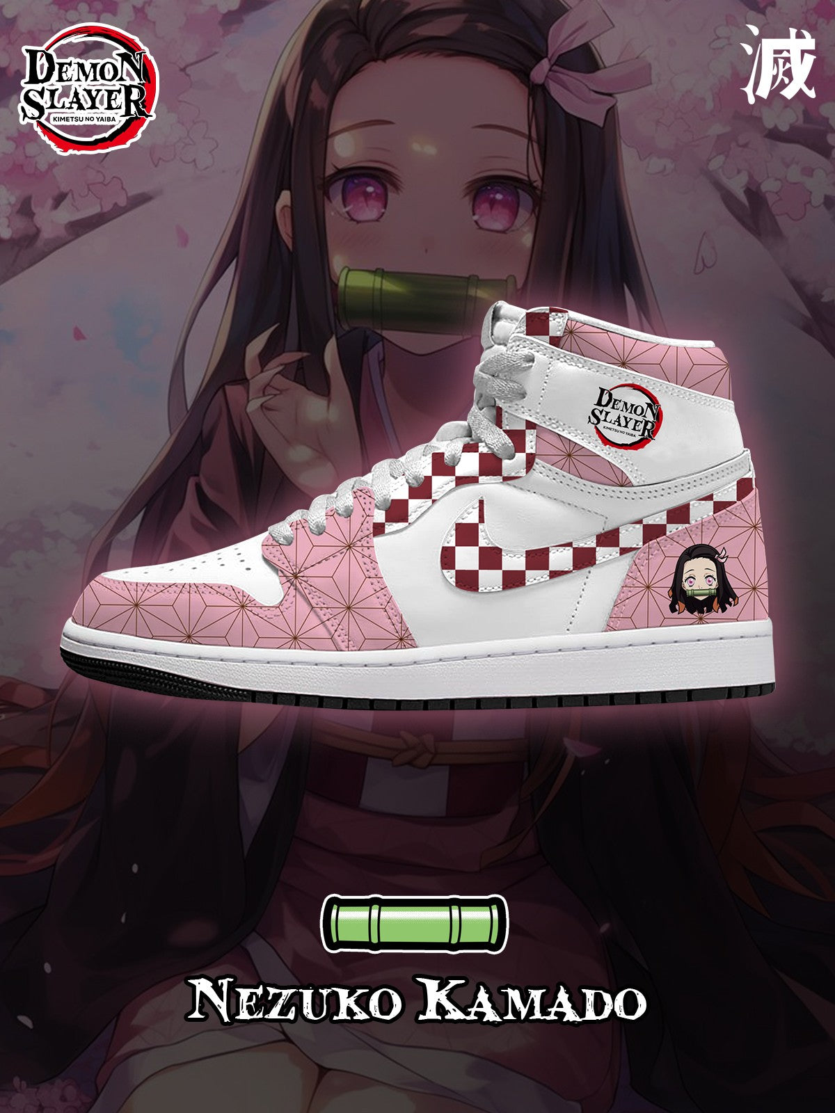 Nezuko Kamado V.2 Custom AJ1 High-Top Sneakers