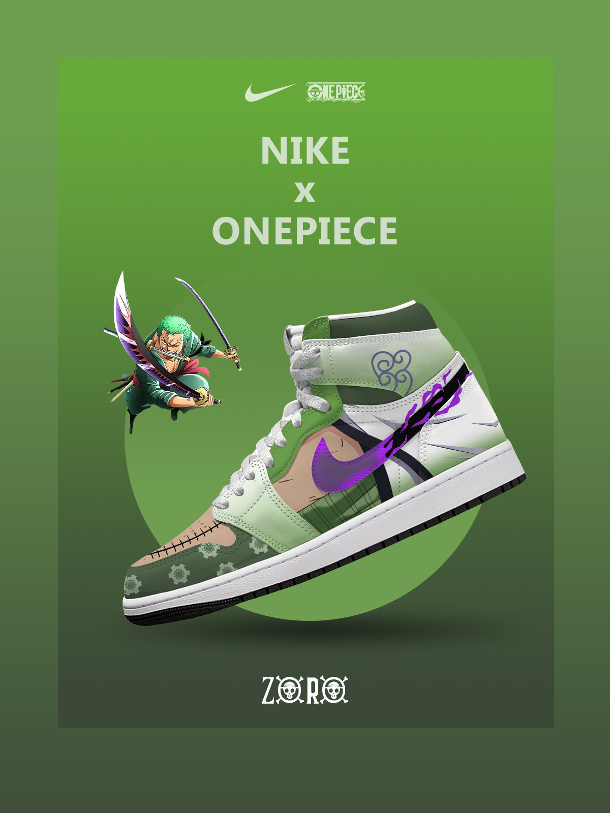 Zoro V.2 Custom AJ1 High-Top Sneakers