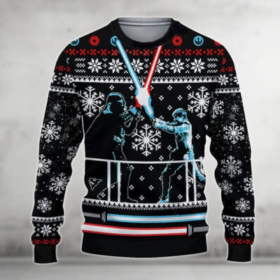 Christmas Darth Vader And Luke Skywalker Ugly Sweater