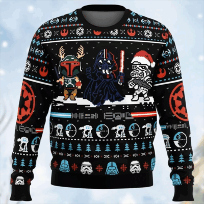Christmas Star Wars Ugly Sweater, Boba Fett & Darth Vader Xmas & Stormtrooper