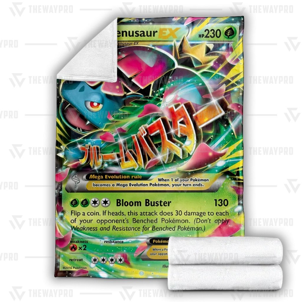 Anime Pokemon M Venusaur-EX Blanket And Quilt -VN9YJ-3869 - Image 3