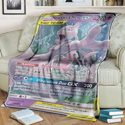Anime Pokemon Mewtwo & Mew-GX Unified Minds Blanket And Quilt   -MIU73-2962