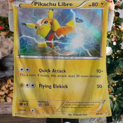 Anime Pokemon Pikachu Libre Masked Blanket   -O8Z9U-3948