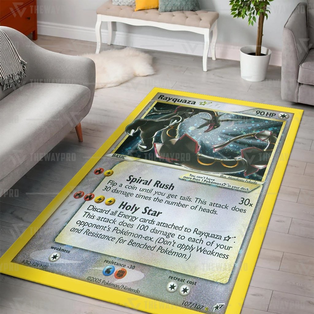 Anime Pokemon Rayquaza Card Quilts Blanket -RWKK3-6278 - Image 3