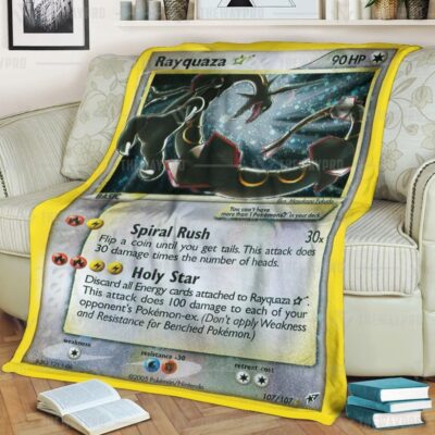 Anime Pokemon Rayquaza Gold Star Holo Quilts Blanket   -09F1M-2837