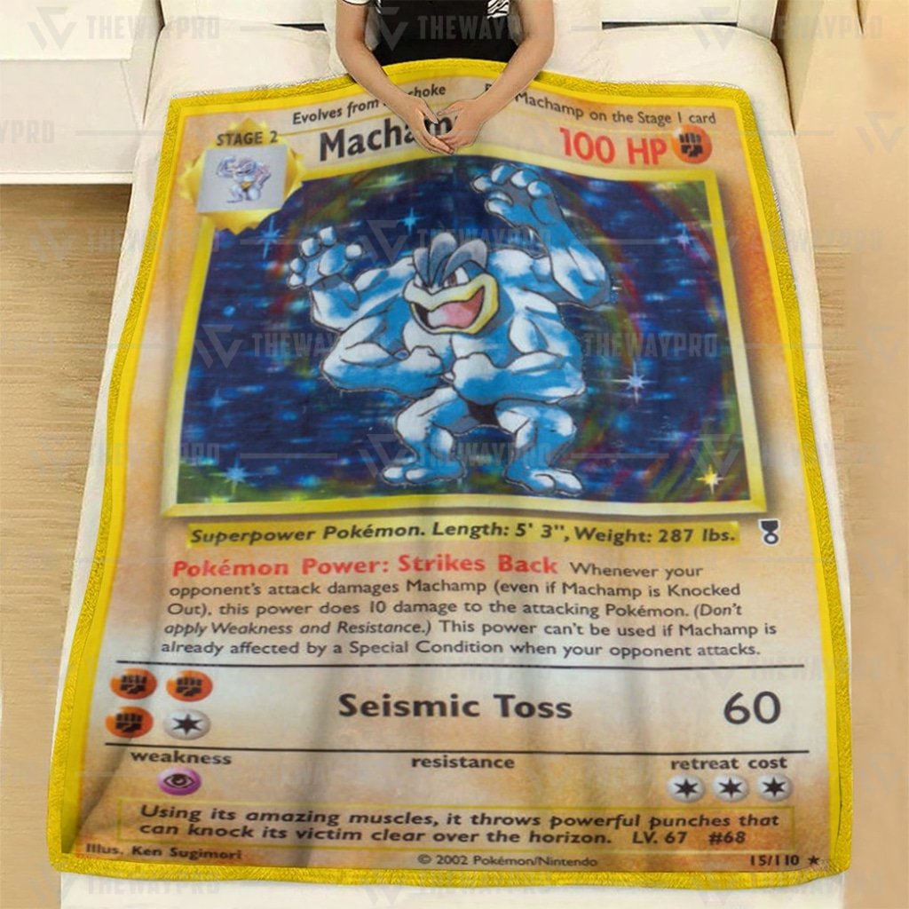 Anime Pokemon Shadowless Holographic Machamp Lugia Quilts Blanket -1ABMY-9257 - Image 2