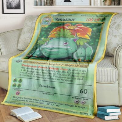 Anime Pokemon Venusaur Card Quilts Blanket   -ONGJG-9465