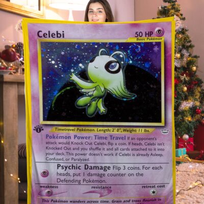 Cute Pokemon Celebi Pokemon Card Blanket 725231
