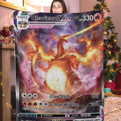 Cute Pokemon Charizard Vmax Pokemon Card Blanket 990565