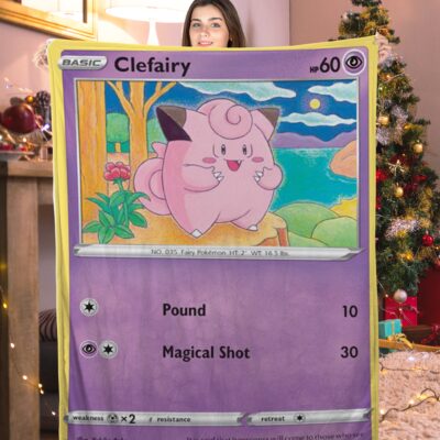 Cute Pokemon Clefairy Pokemon Card Blanket 173437