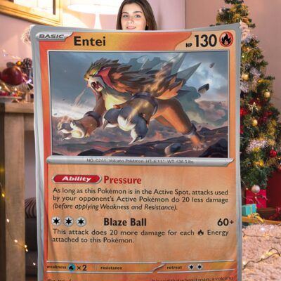 Cute Pokemon Entei Pokemon Card Blanket 602513
