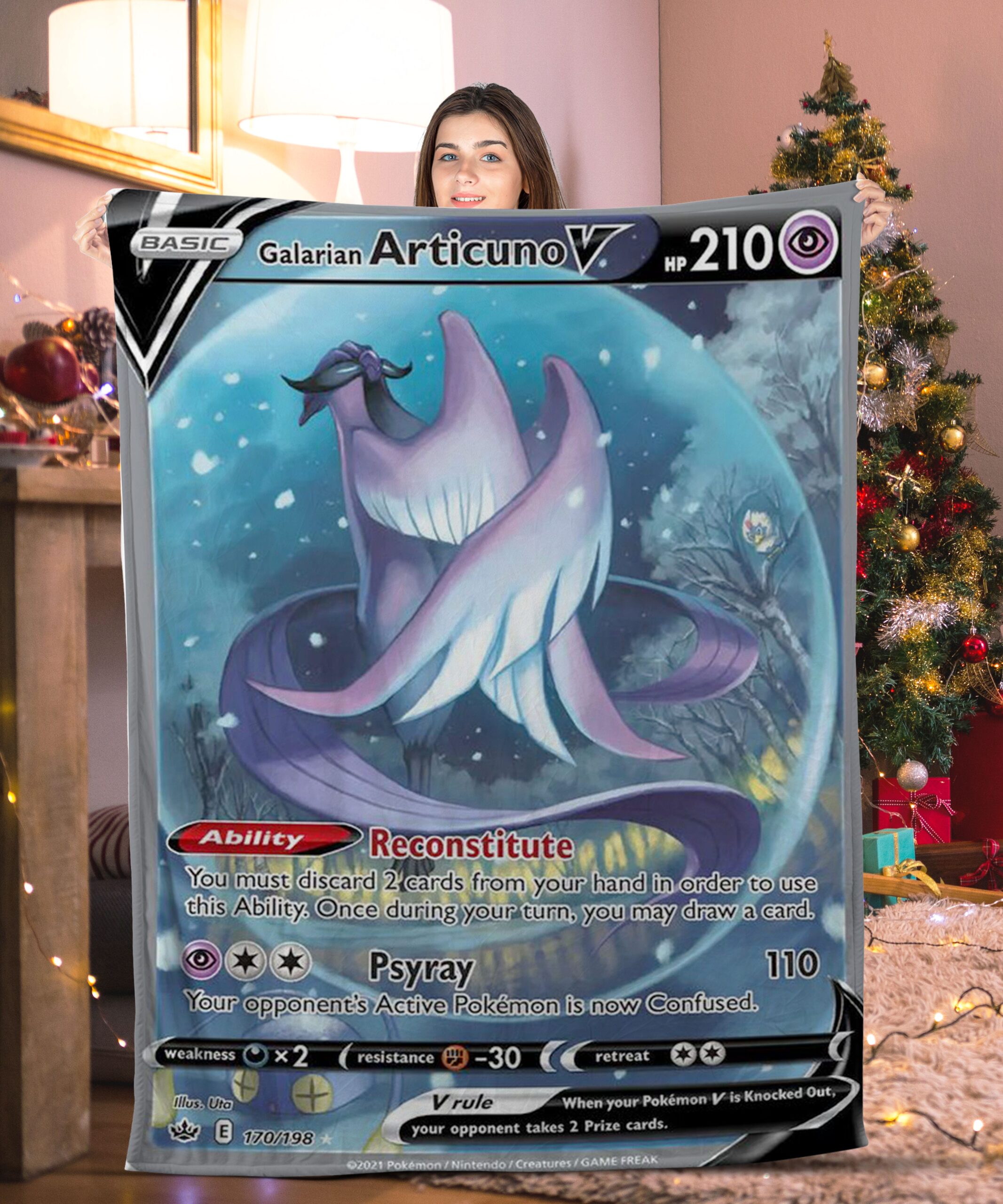 Cute Pokemon Galarian Articuno V Pokemon Card Blanket 128396