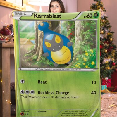 Cute Pokemon Karrablast Pokemon Card Blanket 153073