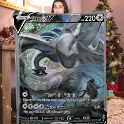Cute Pokemon Lugia V Pokemon Card Blanket 740774