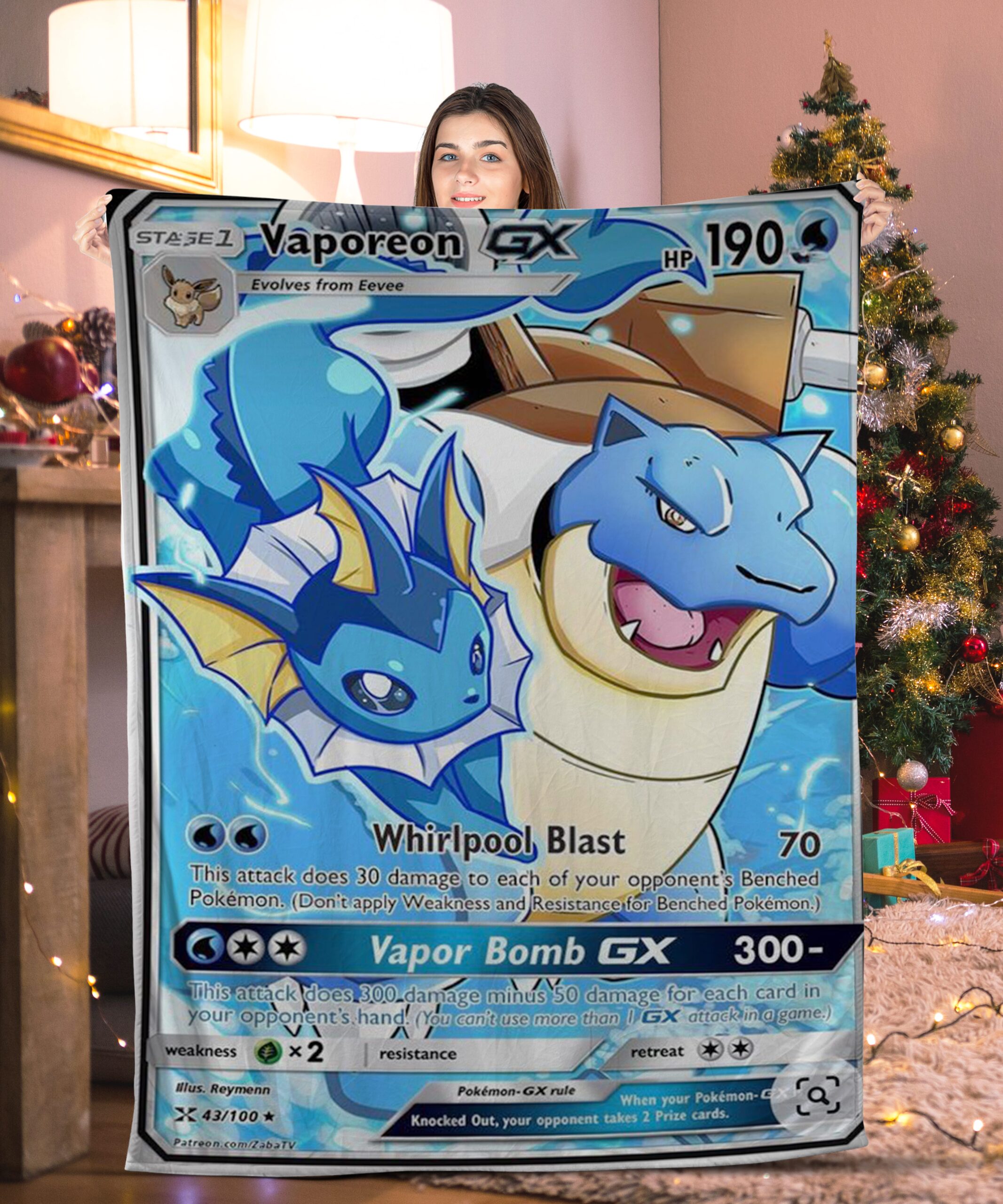 Cute Pokemon Vaporeon GX Pokemon Card Blanket 785193