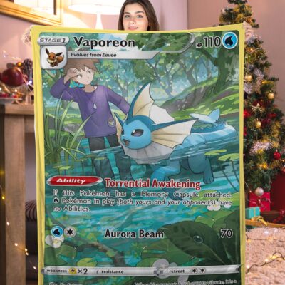 Cute Pokemon Vaporeon Pokemon Card Blanket 653471