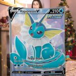 Cute Pokemon Vaporeon V Pokemon Card Blanket 206386