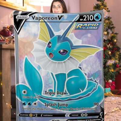 Cute Pokemon Vaporeon V Pokemon Card Blanket 206386