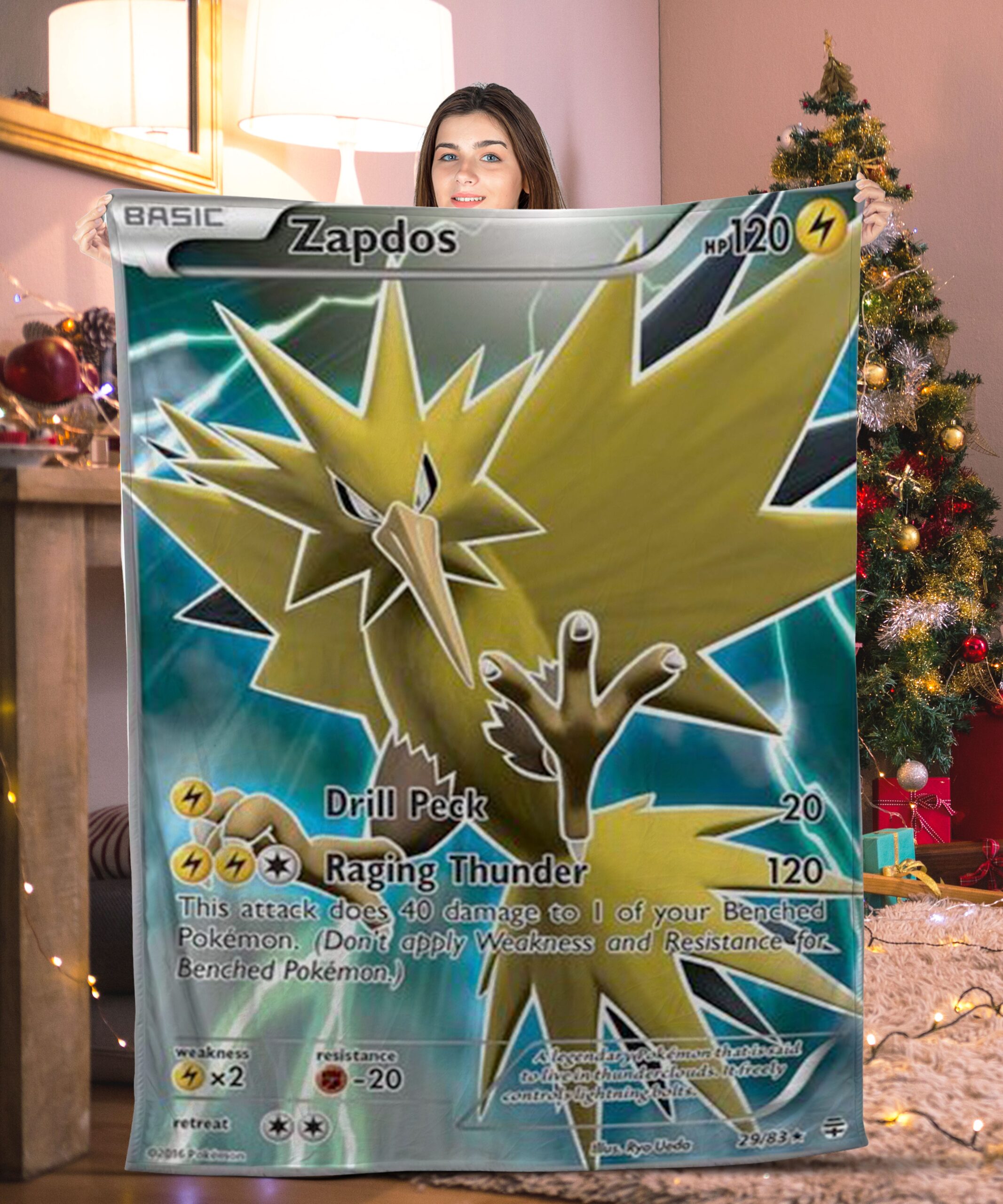 Cute Pokemon Zapdos Pokemon Card Blanket 455520