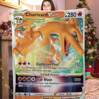 Funny Pokemon Charizard Vmax Pokemon Card Blanket 813656