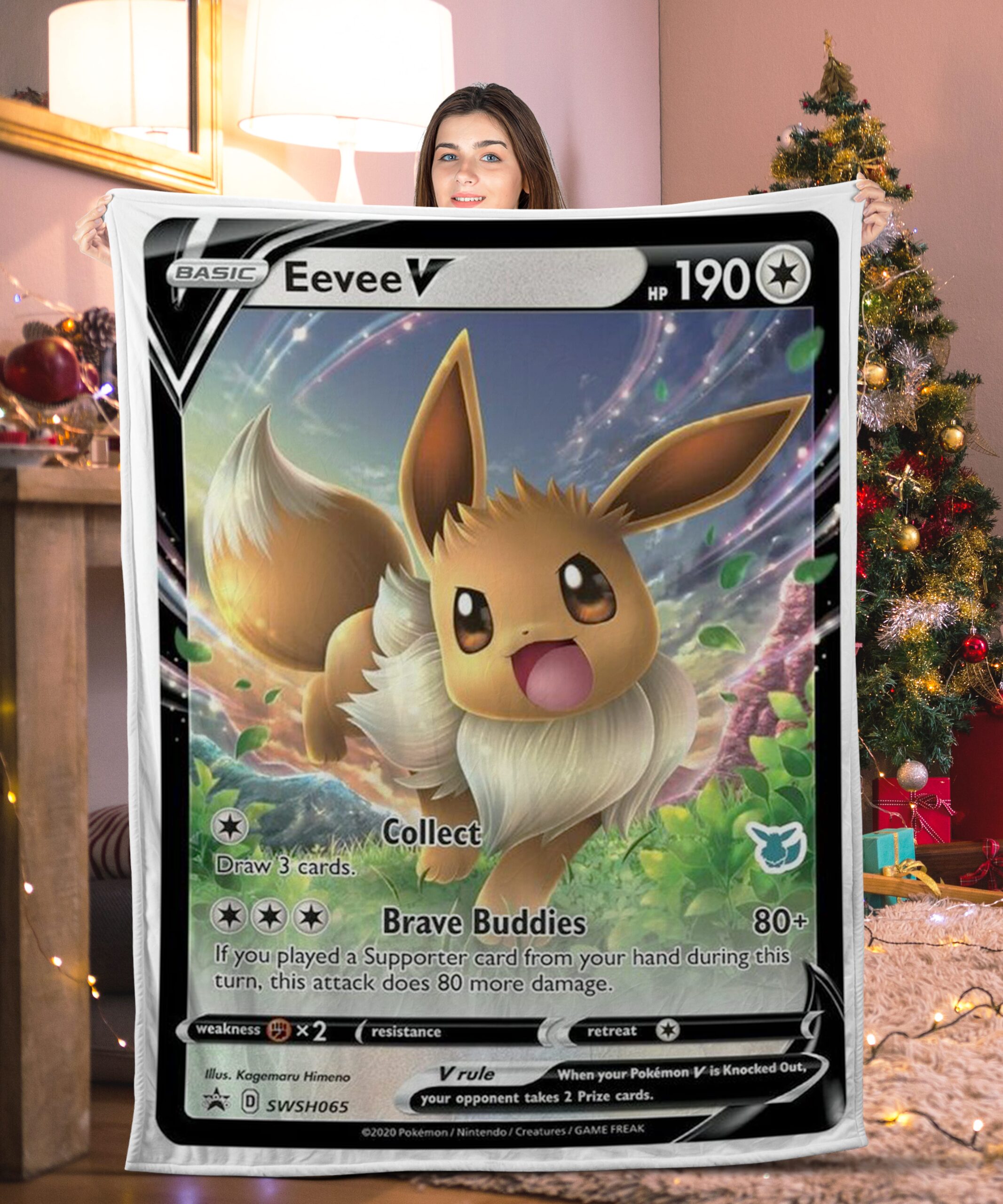 Funny Pokemon Eevee V Pokemon Card Blanket 725570