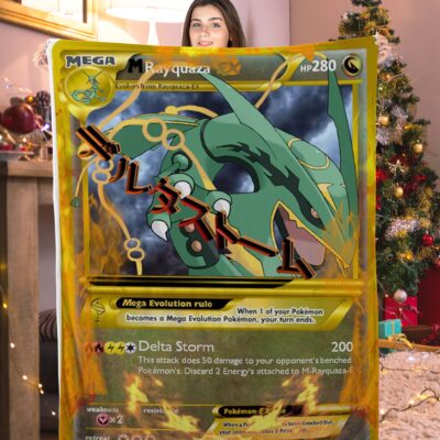 Funny Pokemon Rayquaza EX Pokemon Card Blanket 534601