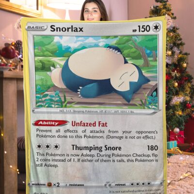 Funny Pokemon Snorlax Pokemon Card Blanket 530392
