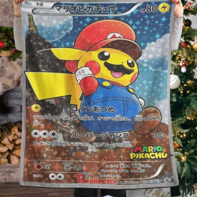 Mario Pikachu Pokemon Fleece Blanket   -MFH7Z-3169