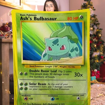 Pokemon Ash's Bulbasaur Pokemon Card Blanket 479498