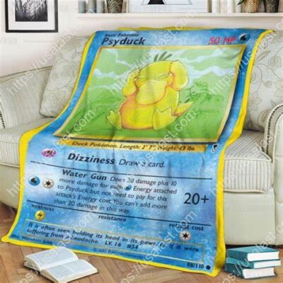 Pokemon Blanket Psyduck Pokemon Card Blanket  3259