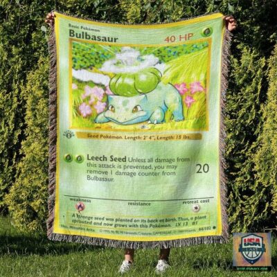 Pokemon Bulbasaur Custom Woven Blanket   -ts-blanket-150822-21