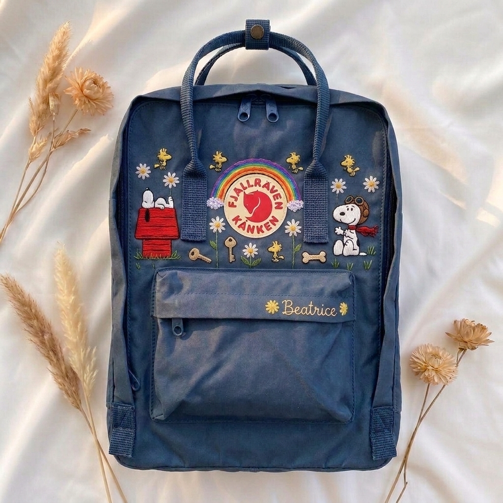 Snoopy Fjallraven Kanken Hand-Embroidered Backpack - Image 3