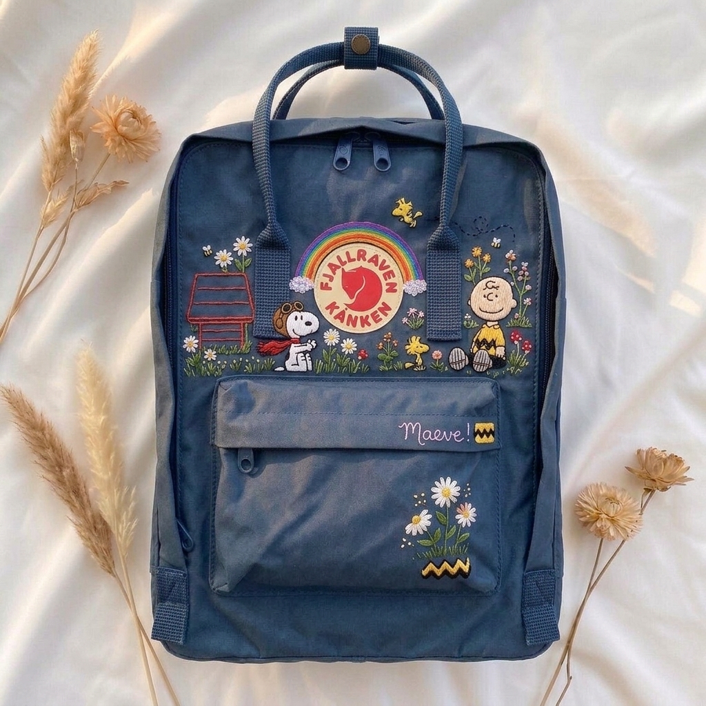 Snoopy Fjallraven Kanken Hand-Embroidered Backpack - Image 3