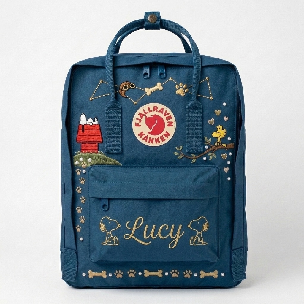 Snoopy Fjallraven Kanken Hand-Embroidered Backpack - Image 3