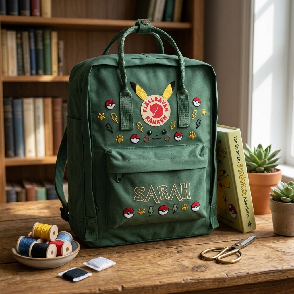 Pokemon Fjallraven Kanken Hand-Embroidered Backpack