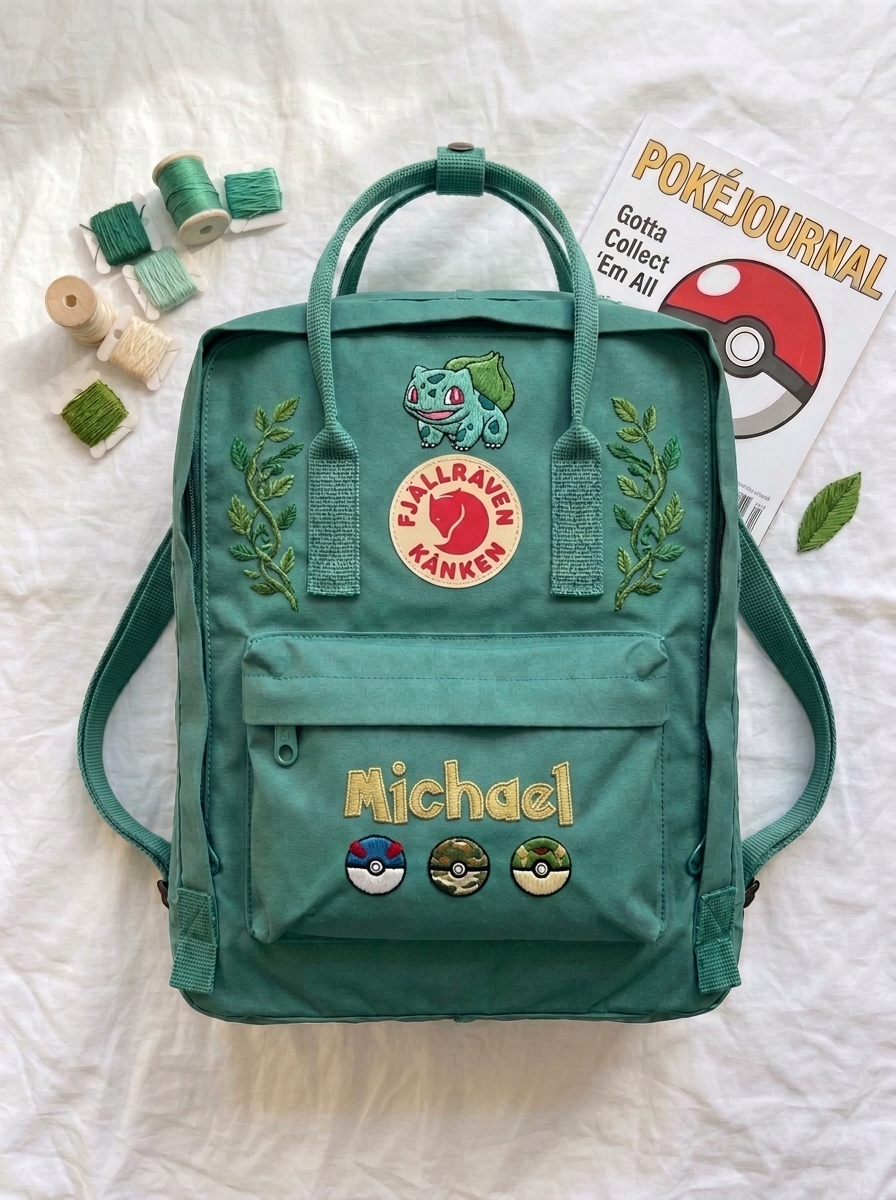 Pokemon Fjallraven Kanken Hand-Embroidered Backpack