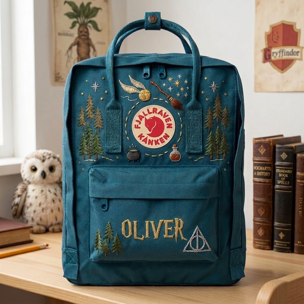 Harry Potter Fjallraven Kanken Hand-Embroidered Backpack