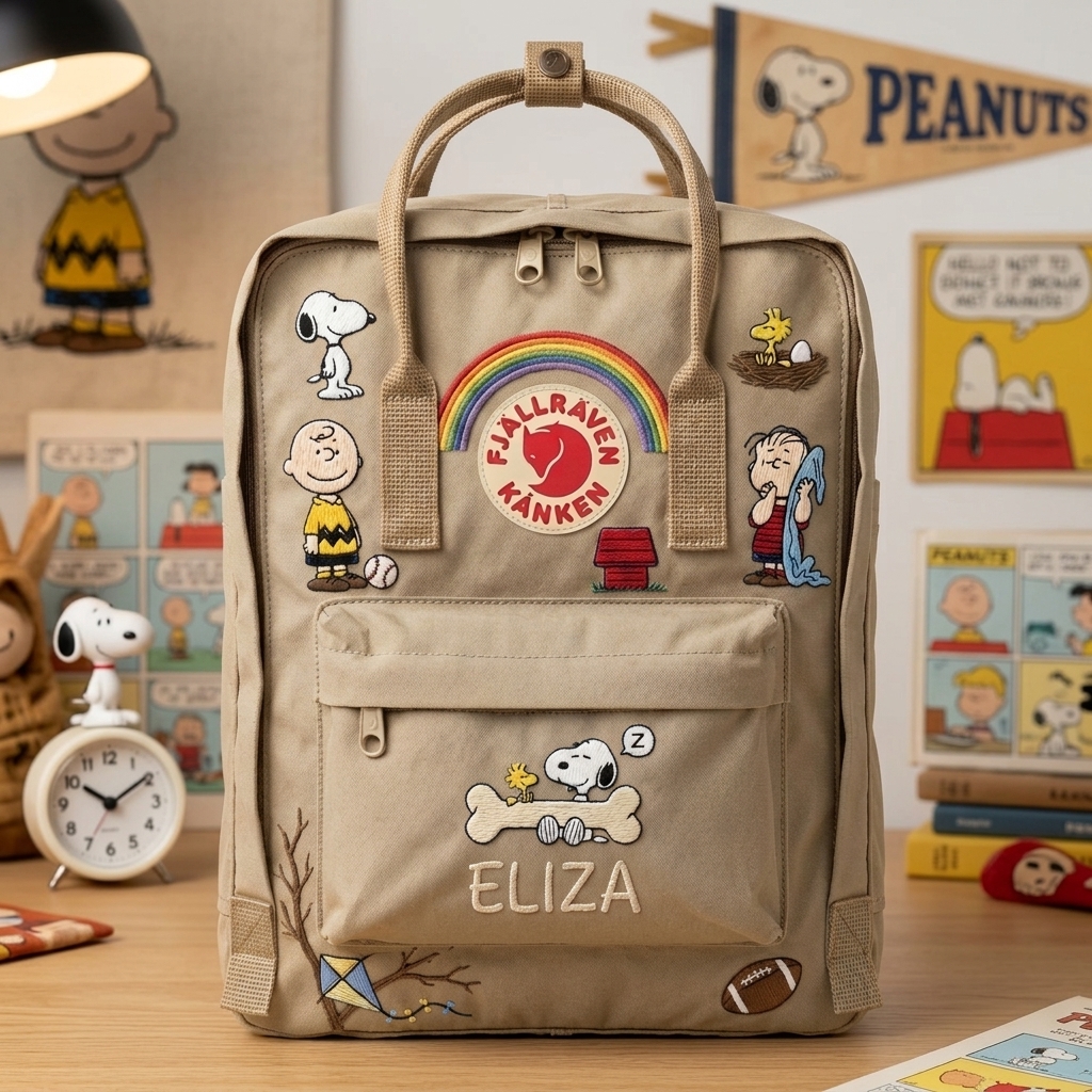Snoopy Fjallraven Kanken Hand-Embroidered Backpack