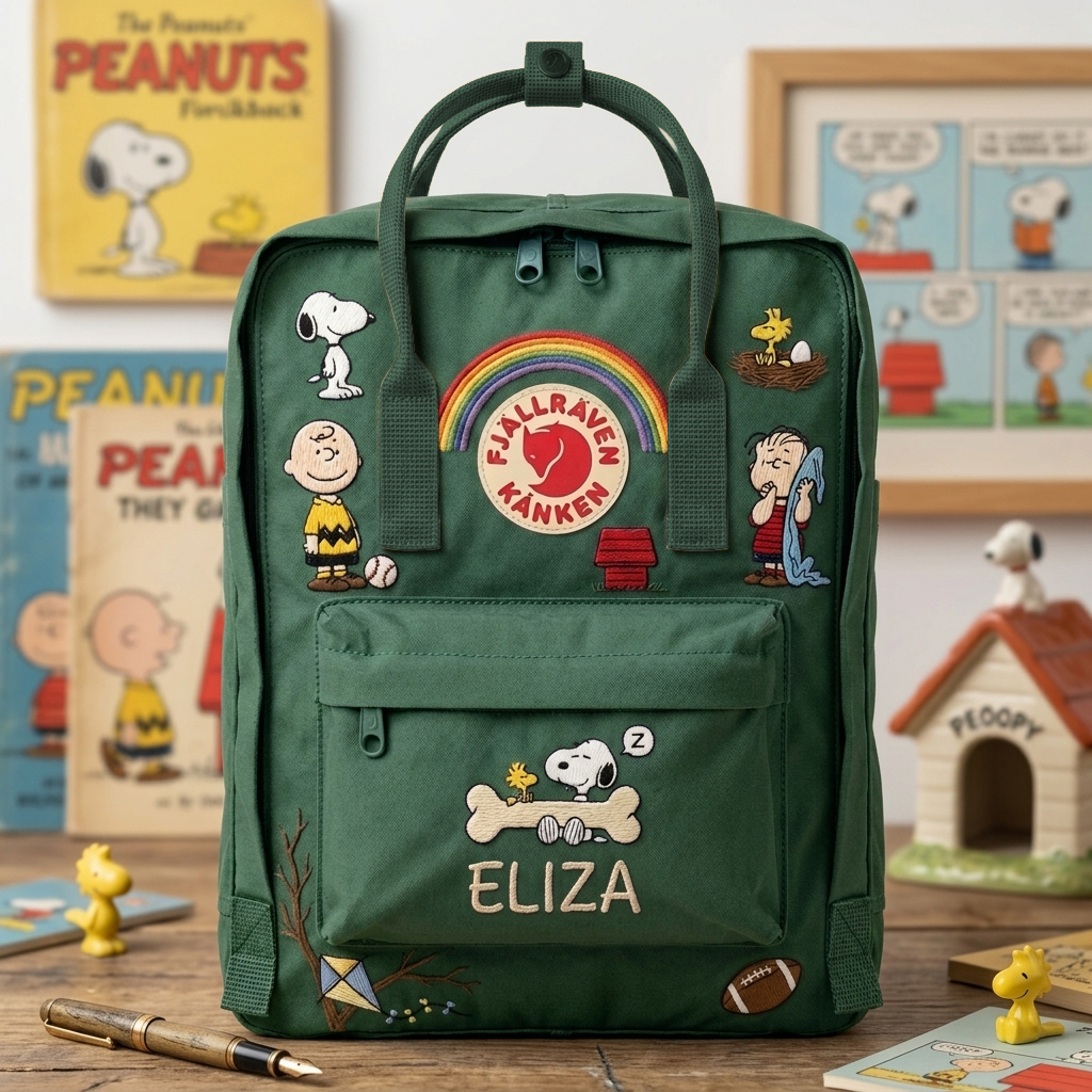Snoopy Fjallraven Kanken Hand-Embroidered Backpack - Image 5