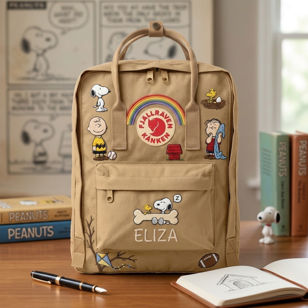 Snoopy Fjallraven Kanken Hand-Embroidered Backpack - Image 4