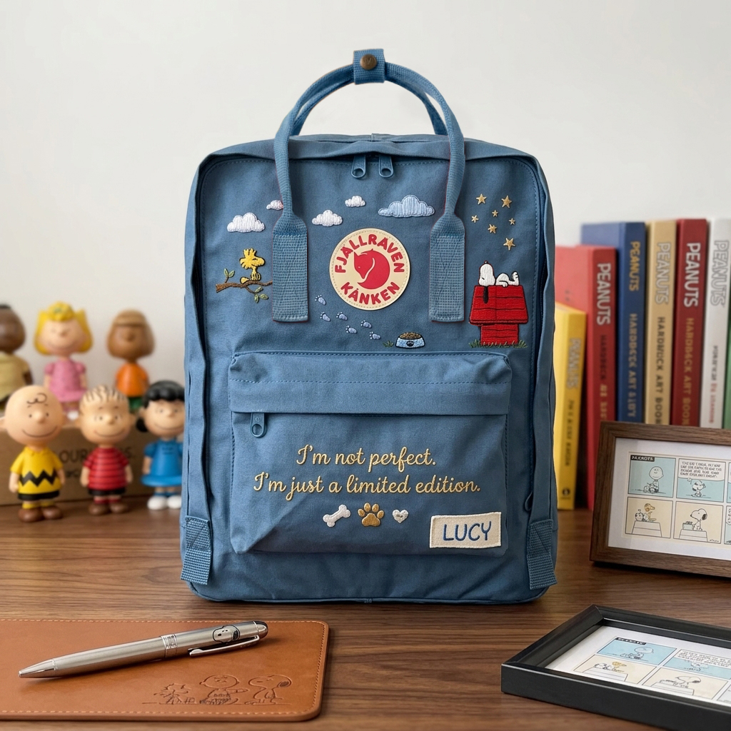 Snoopy Fjallraven Kanken Hand-Embroidered Backpack - Image 3