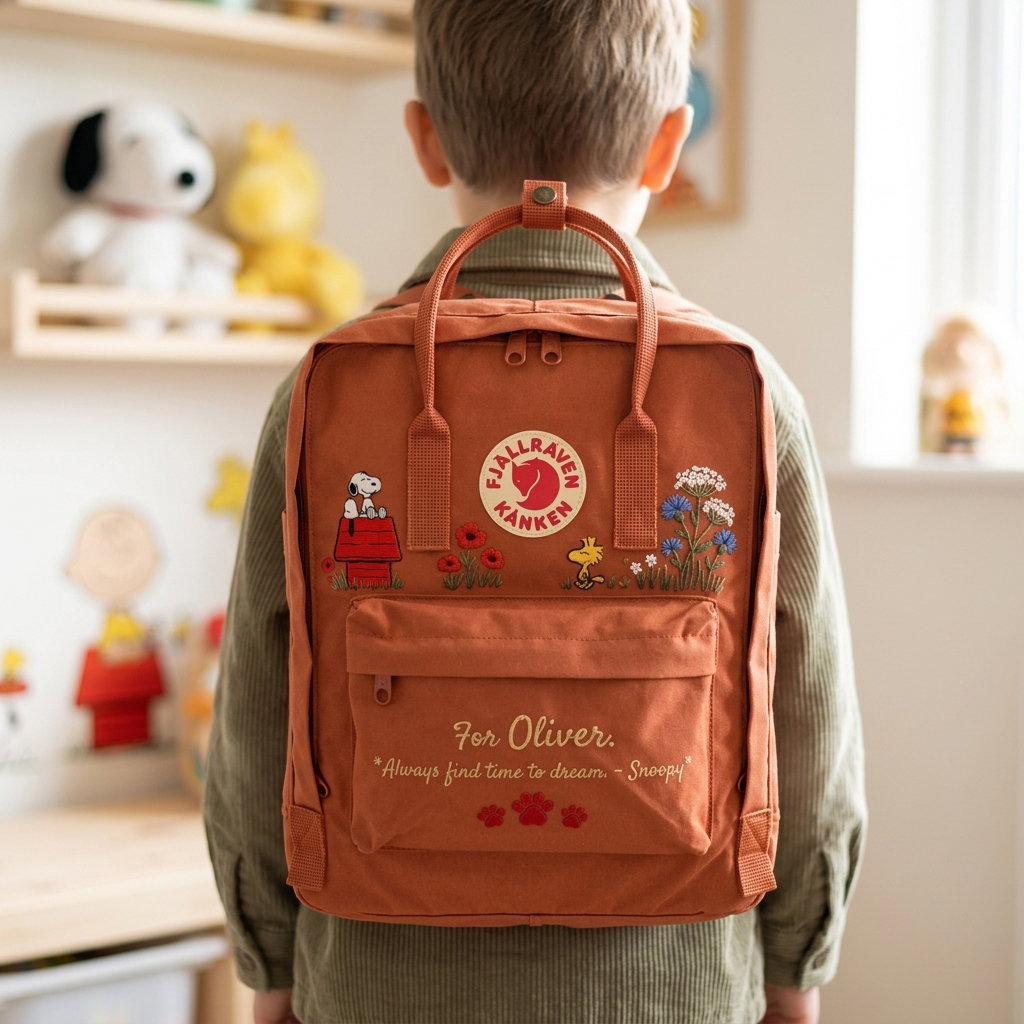 Snoopy Fjallraven Kanken Hand-Embroidered Backpack - Image 3