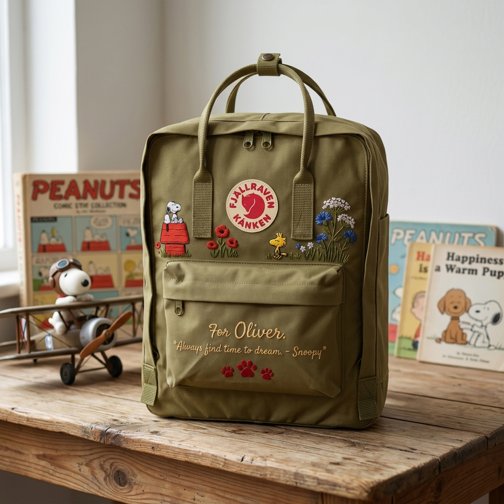 Snoopy Fjallraven Kanken Hand-Embroidered Backpack - Image 4