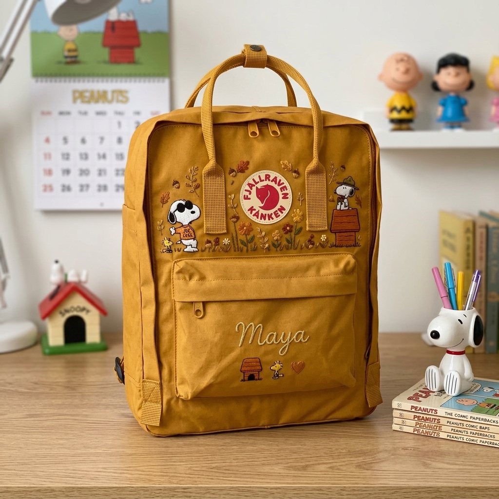 Snoopy Fjallraven Kanken Hand-Embroidered Backpack - Image 7