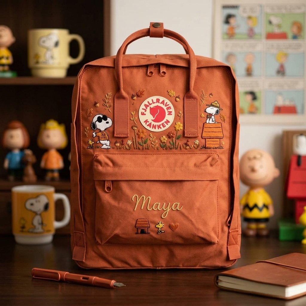 Snoopy Fjallraven Kanken Hand-Embroidered Backpack - Image 6